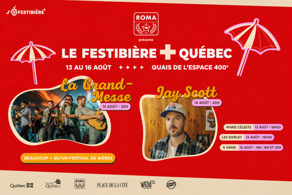 Festibière de Québec 2026, du 13 au 16 août 2026, quais de l'espace 400e